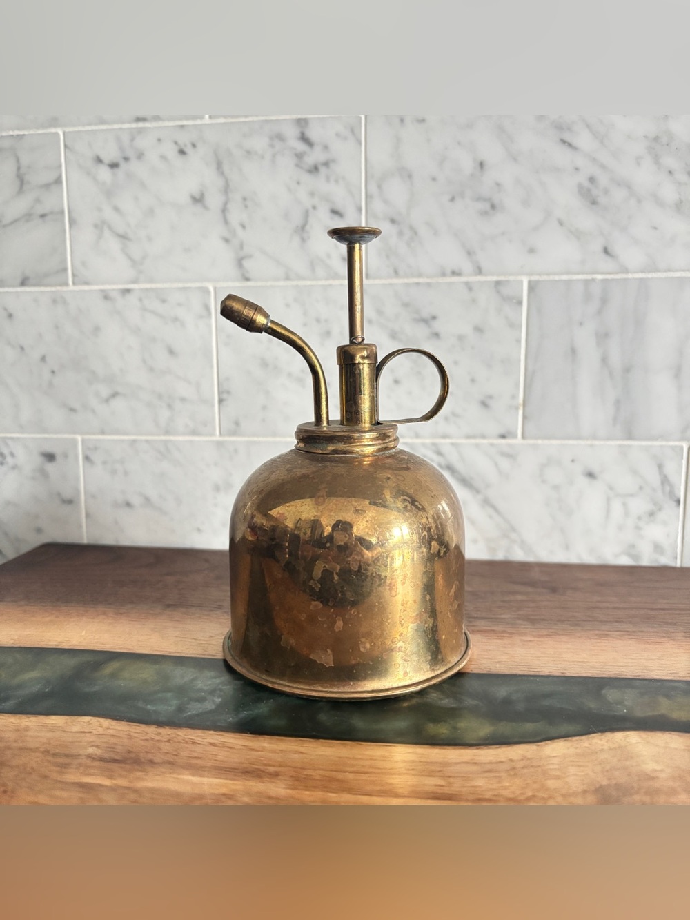 Vintage Gold Brass Thump Pump Water Mister Atomizer